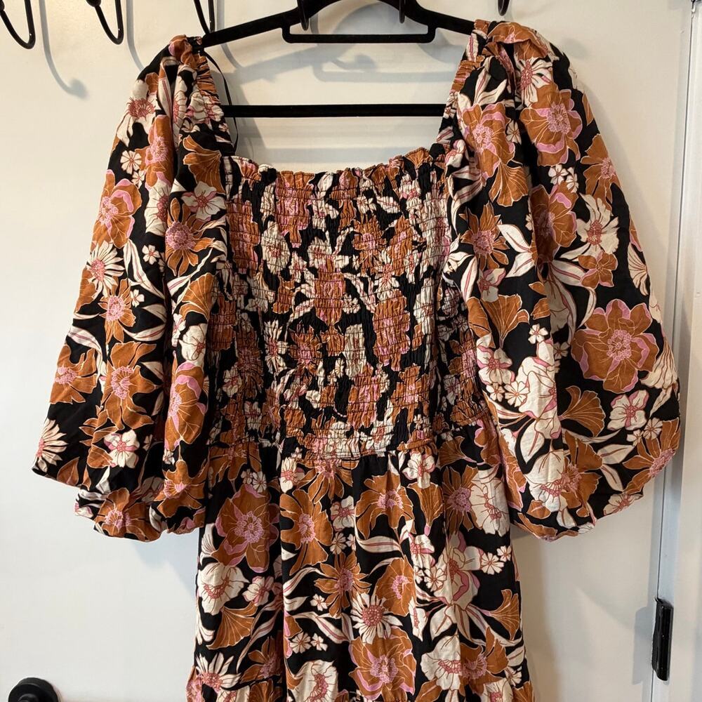 Floral Puff Sleeve Maxi Dress Dress Forum Los Angeles Ruched Bodice Womens Large